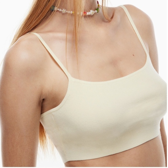 Aritzia Sunday Best Reese Sweater Knit bra top Crop Pastel Butter Yellow XL - Picture 2 of 9